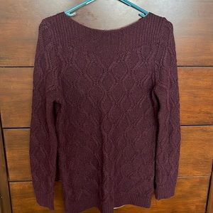 LOFT cable knit sweater. Deep plum color